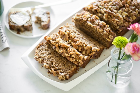 Vegan Banana Bread Sliced to Serve Vegan Banana Bread Sliced to Serve