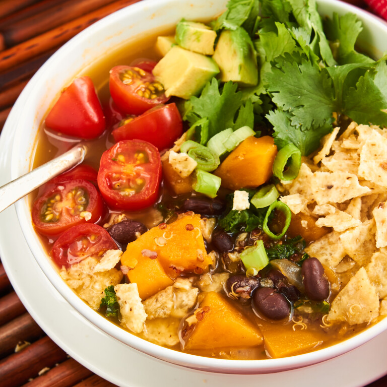 Black Bean, Sweet Potato, and Red Quinoa Soup