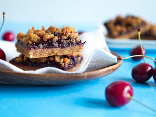 Triple Almond Cherry Crumble Squares