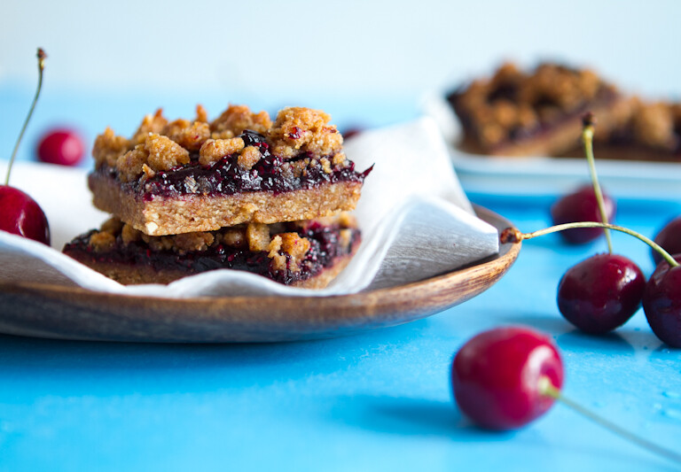 Triple Almond Cherry Crumble Squares